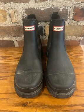 Hunter Black Chelsea Rubber Rain Boots